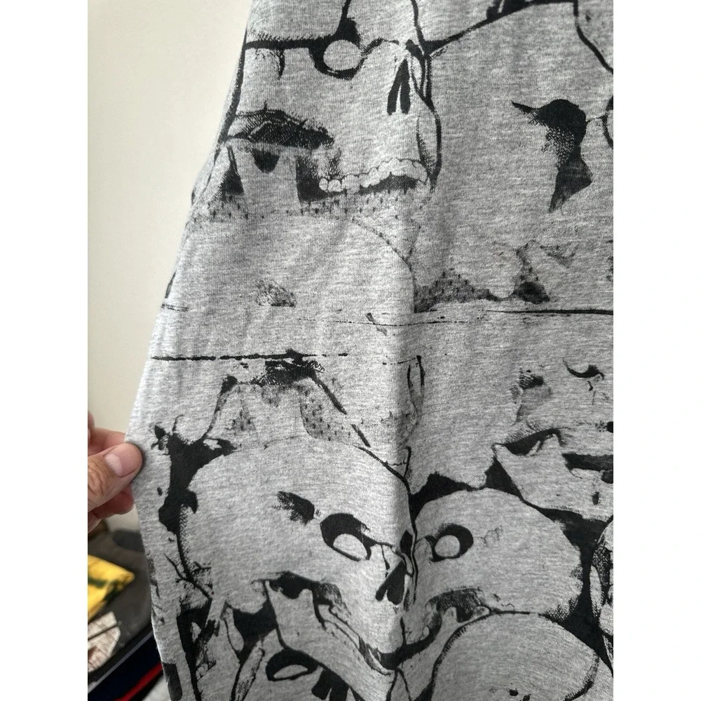 Vintage Nike Skull All Over Print AOP T Shirt Y2K XL Grey